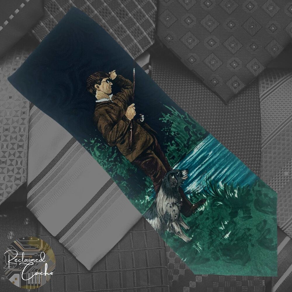 Man and Dog Fishing Tie